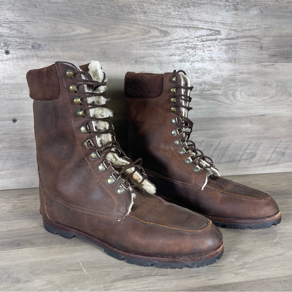 Cole Haan Country Womens 8 Brown Vintage Leather Suede Lined Lace Up Boots F4204